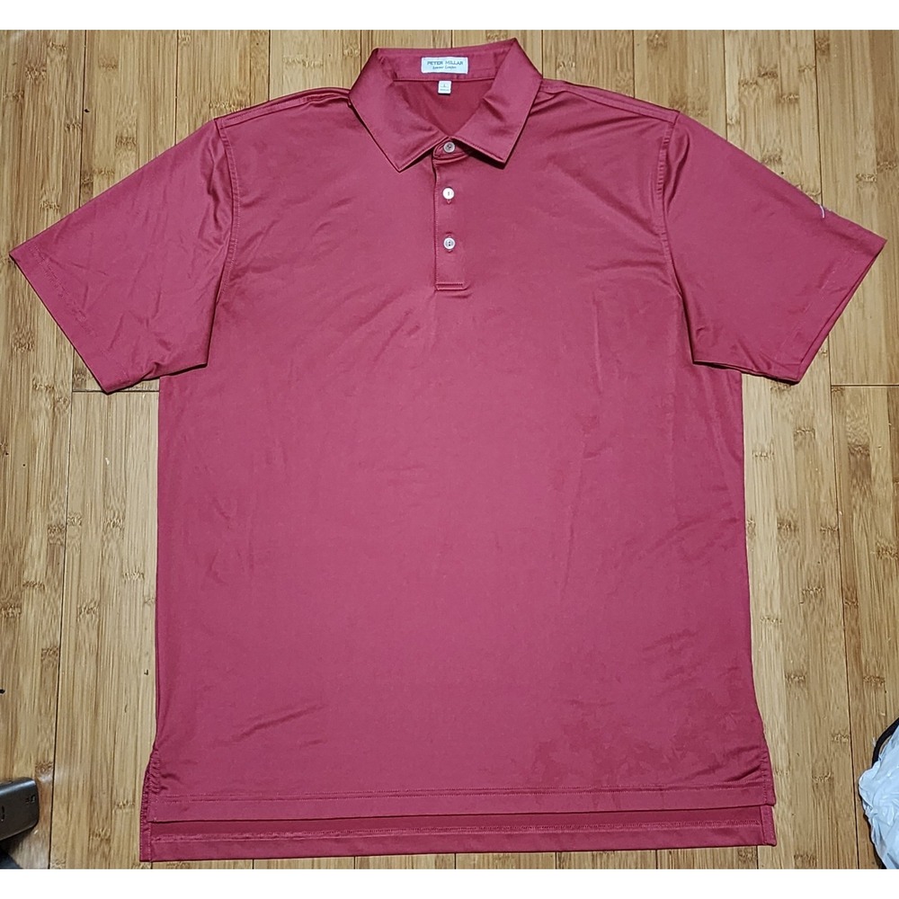 Peter Millar Summer Comfort Mens Large Red Pink Polo Shirt MS24EK01S Golf Casual